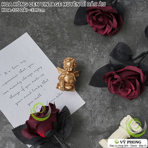  BÔNG HOA HỒNG ĐEN VINTAGE RETRO DARK ROSE PHONG CÁCH BẮC ÂU TRANG TRÍ CHỤP HÌNH ĐẠO CỤ CHỤP ẢNH SẢN PHẨM INS HOA-105 