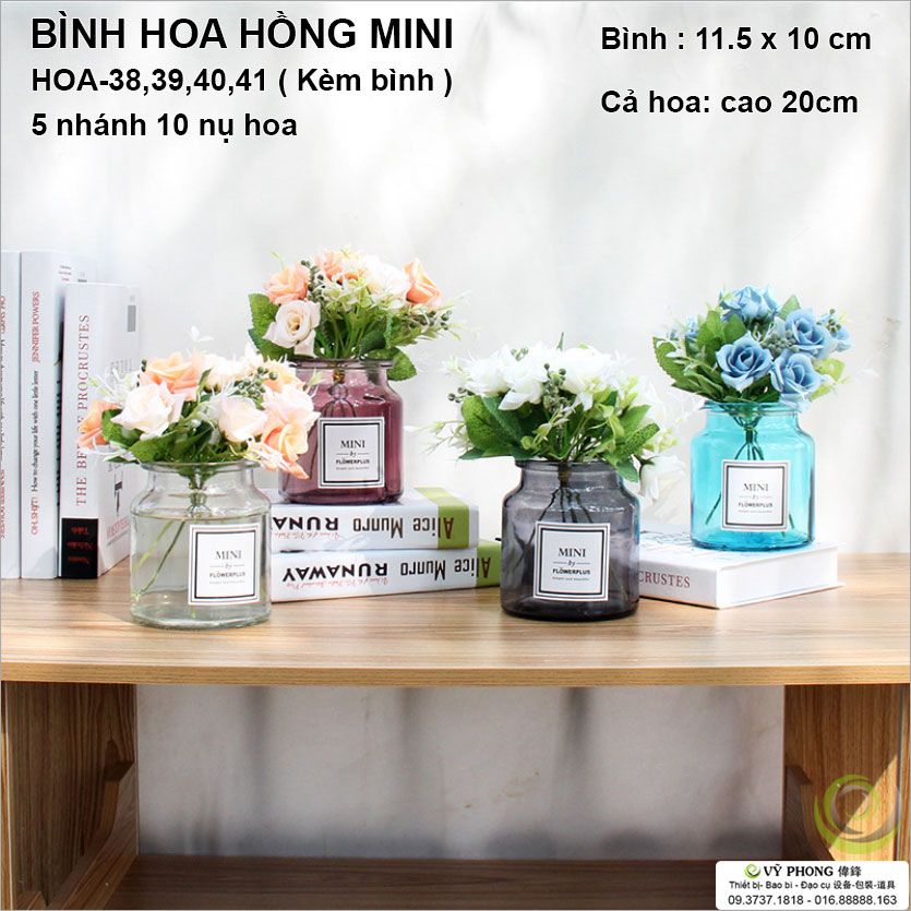 BÌNH HOA HỒNG MINI TRÒN TRANG TRÍ CHỤP ẢNH