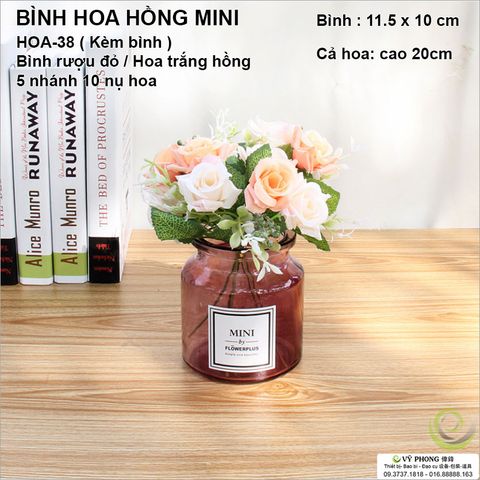  BÌNH HOA HỒNG MINI TRÒN TRANG TRÍ CHỤP ẢNH 