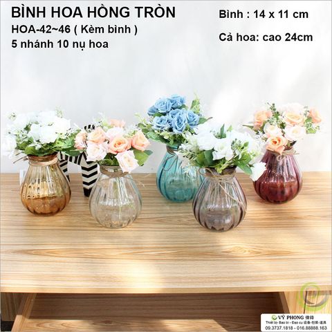  BÌNH HOA HỒNG TRÒN TRANG TRÍ CHỤP ẢNH NHIỀU MÀU HOA-42~45 