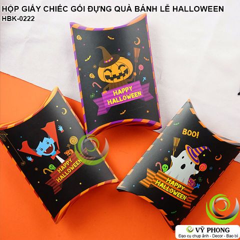  HỘP GIẤY HÌNH CHIẾC GỐI ĐỰNG BÁNH KẸO HALLOWEEN HỘP ĐỰNG QUÀ TẶNG IN HÌNH DRACULA PUMPKIN LỄ HỘI MA QUỶ HBK-0222 