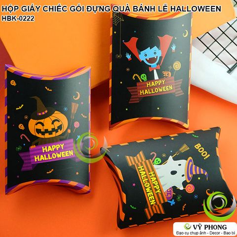  HỘP GIẤY HÌNH CHIẾC GỐI ĐỰNG BÁNH KẸO HALLOWEEN HỘP ĐỰNG QUÀ TẶNG IN HÌNH DRACULA PUMPKIN LỄ HỘI MA QUỶ HBK-0222 