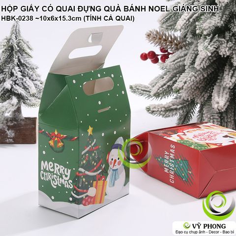  HỘP GIẤY CÓ QUAI ĐỰNG QUÀ TẶNG NOEL HỘP ĐỰNG BÁNH KẸO TRANG TRÍ DECOR TIỆC GIÁNG SINH MERRY CHRISTMAS HBK-0238 