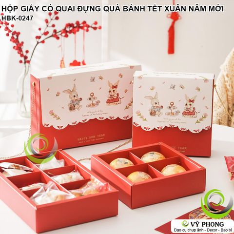  HỘP GIẤY CÓ QUAI ĐỰNG QUÀ TẶNG TẾT NGUYÊN ĐÁN HỘP ĐỰNG BÁNH KẸO TÂN XUÂN NĂM MỚI TRANG TRÍ DECOR NEW YEAR HBK-0247 