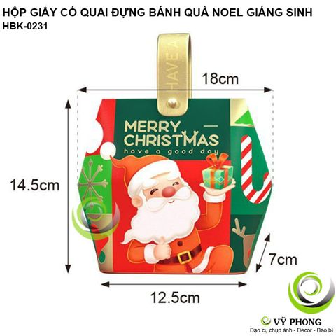  HỘP GIẤY ĐỰNG BÁNH KẸO QUÀ NOEL GIÁNG SINH SANG TRỌNG CÓ QUAI XÁCH HỘP ĐỰNG QUÀ TẶNG TRANG TRÍ TIỆC CHRISTMAS HBK-0231 