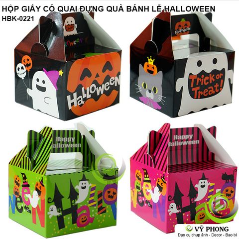  HỘP GIẤY CÓ QUAI XÁCH ĐỰNG BÁNH KẸO HALLOWEEN HỘP ĐỰNG QUÀ TẶNG TRANG TRÍ TIỆC LỄ HỘI MA QUỶ HBK-0221 