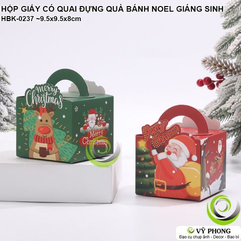  HỘP GIẤY CÓ QUAI ĐỰNG QUÀ TẶNG NOEL IN HÌNH SANTA CLAUS TUẦN LỘN HỘP ĐỰNG BÁNH KẸO TIỆC GIÁNG SINH HBK-0237 