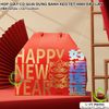 HỘP GIẤY CÓ QUAI CAO CẤP ĐỰNG QUÀ TẾT IN NHŨ VÀNG HÌNH LÂN SƯ HAPPY NEW YEAR ĐỰNG BÁNH KẸO TÂN XUÂN NĂM MỚI HBK-0252