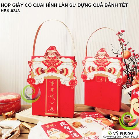  HỘP GIẤY CÓ QUAI HÌNH LÂN SƯ ĐỰNG QUÀ TẶNG TẾT HỘP ĐỰNG BÁNH KẸO NĂM MỚI TRANG TRÍ TÂN XUÂN MÚA LÂN HBK-0243 