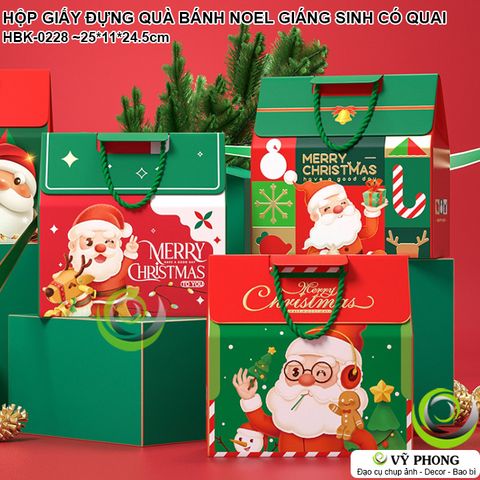  HỘP GIẤY CÓ QUAI XÁCH ĐỰNG BÁNH KẸO NOEL HỘP ĐỰNG QUÀ TẶNG TIỆC GIÁNG SINH CHRISTMAS HBK-0228 