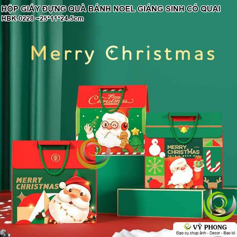  HỘP GIẤY CÓ QUAI XÁCH ĐỰNG BÁNH KẸO NOEL HỘP ĐỰNG QUÀ TẶNG TIỆC GIÁNG SINH CHRISTMAS HBK-0228 