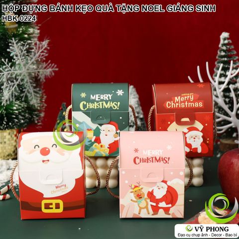  HỘP GIẤY CÓ QUAI XÁCH ĐỰNG BÁNH KẸO QUÀ TẶNG NOEL TRANG TRÍ DECOR GIÁNG SINH CHRISTMAS HÌNH TÚI XÁCH HBK-0224 