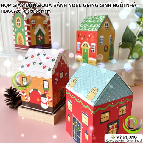  HỘP GIẤY ĐỰNG BÁNH KẸO NOEL GIÁNG SINH HỘP ĐỰNG QUÀ TẶNG CHRISTMAS HÌNH NGÔI NHÀ HBK-0226 