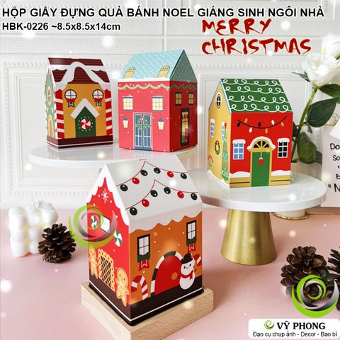  HỘP GIẤY ĐỰNG BÁNH KẸO NOEL GIÁNG SINH HỘP ĐỰNG QUÀ TẶNG CHRISTMAS HÌNH NGÔI NHÀ HBK-0226 