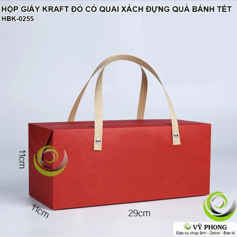  HỘP GIẤY KRAFT ĐỎ CÓ QUAI ĐỰNG QUÀ TẶNG TẾT NĂM MỚI HỘP ĐỰNG BÁNH KẸO TRANG TRÍ TÂN XUÂN NEW YEAR HBK-0255 