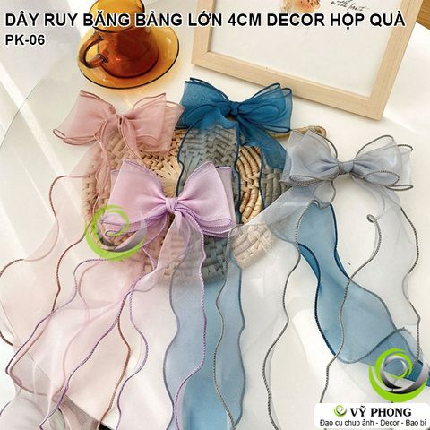  DÂY RUY BĂNG BẢNG LỚN 4CM BUỘC TRANG TRÍ DECOR HỘP QUÀ TẶNG HỘP BÁNH KEM PET TRANG TRÍ NHÀ PK-06 