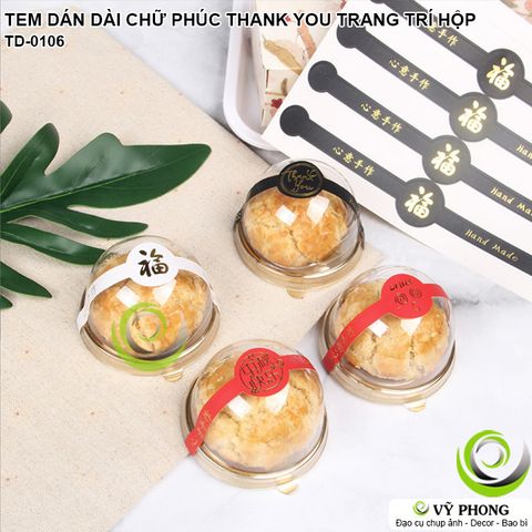  TEM DÁN DÀI NHÃN DÁN STICKER CHỮ PHÚC THANK YOU TẾT NIÊM PHONG TRANG TRÍ HỘP BAO BÌ TÂN XUÂN NĂM MỚI TD-0106 