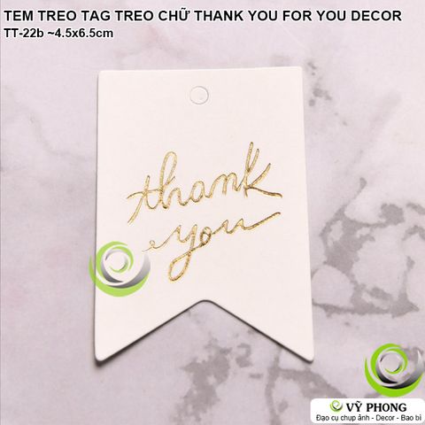  SET 10 TEM TREO TAG TREO TẾT GIẤY CARD MÀU TRẮNG IN NHŨ VÀNG CHỮ THANK YOU FOR YOU TRANG TRÍ ĐÓNG GÓI BAO BÌ HỘP TT-22 