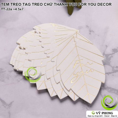  SET 10 TEM TREO TAG TREO TẾT GIẤY CARD MÀU TRẮNG IN NHŨ VÀNG CHỮ THANK YOU FOR YOU TRANG TRÍ ĐÓNG GÓI BAO BÌ HỘP TT-22 