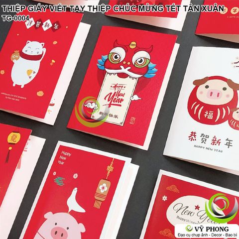  THIỆP GIẤY VIẾT TAY THIỆP MỪNG TẾT TRANG TRÍ HỘP QUÀ TẶNG GREETING CARD DECOR QUÀ BÁNH KẸO TÂN XUÂN NĂM MỚI TG-0004 