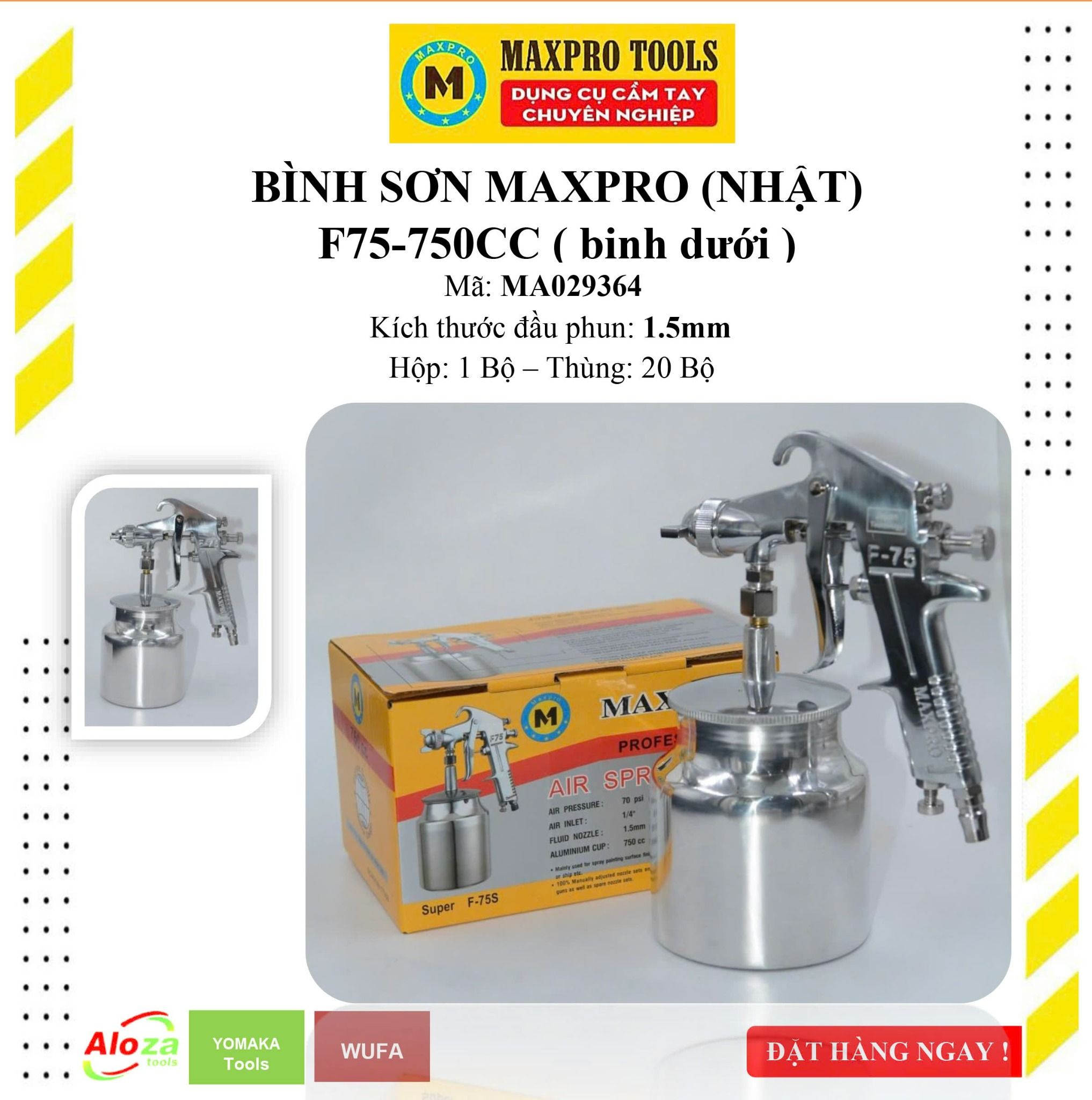 Súng phun sơn Maxpro JP F75 G- 750cc (bình dưới)