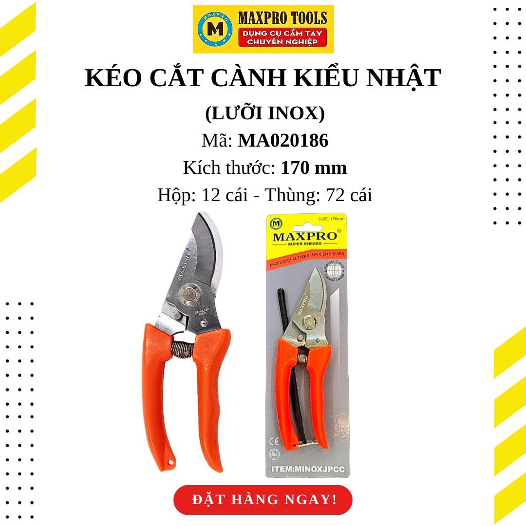 Kéo cắt Cành tỉa cành lưỡi Inox kiểu Nhật  Maxpro –MKCC7T