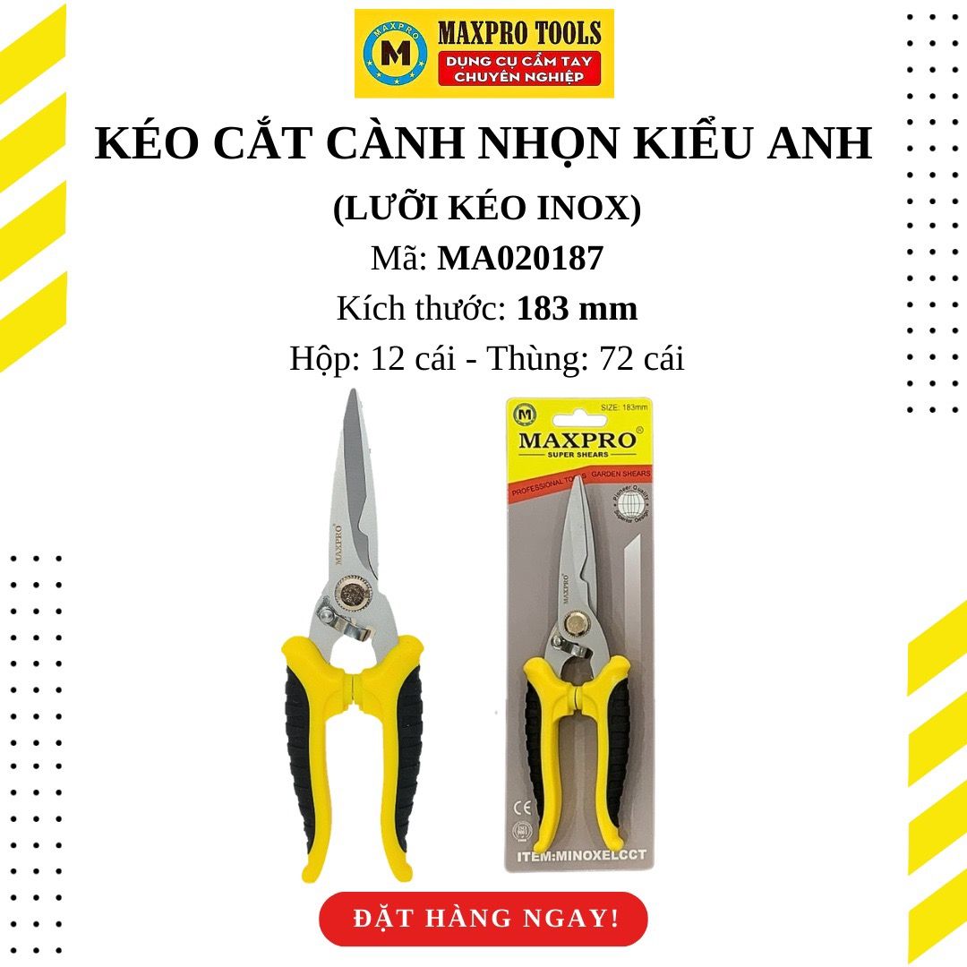 Kéo cắt cành nhọn kiểu anh 8"