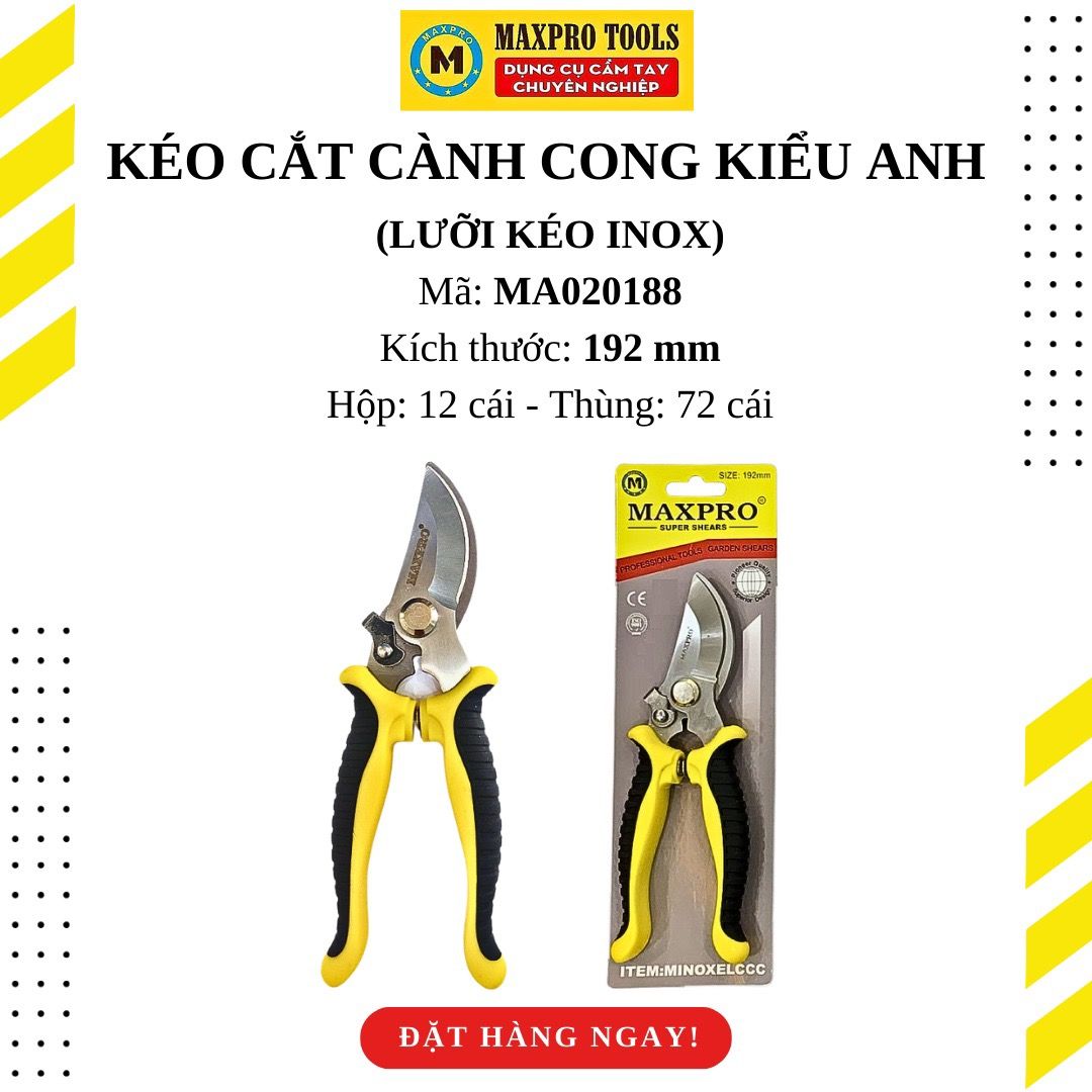 Kéo cắt cành inox cong kiểu anh 8"