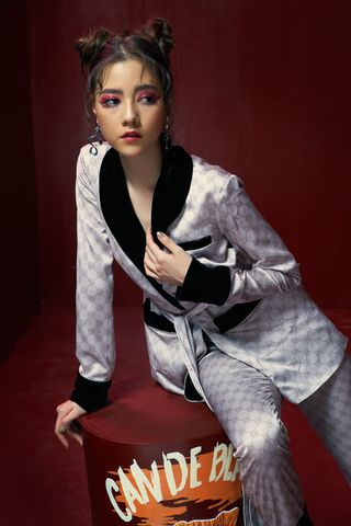 Signature Silk Velvet Collar Pajamas