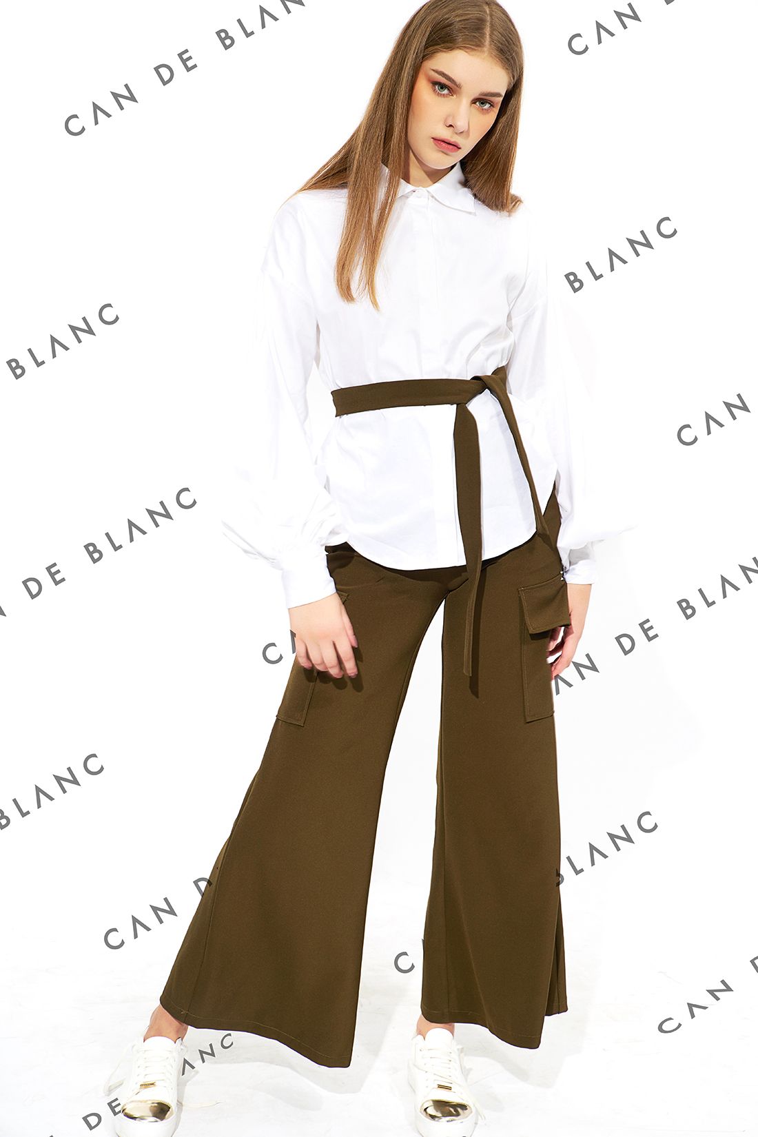 Cargo Flare Trousers With Belt