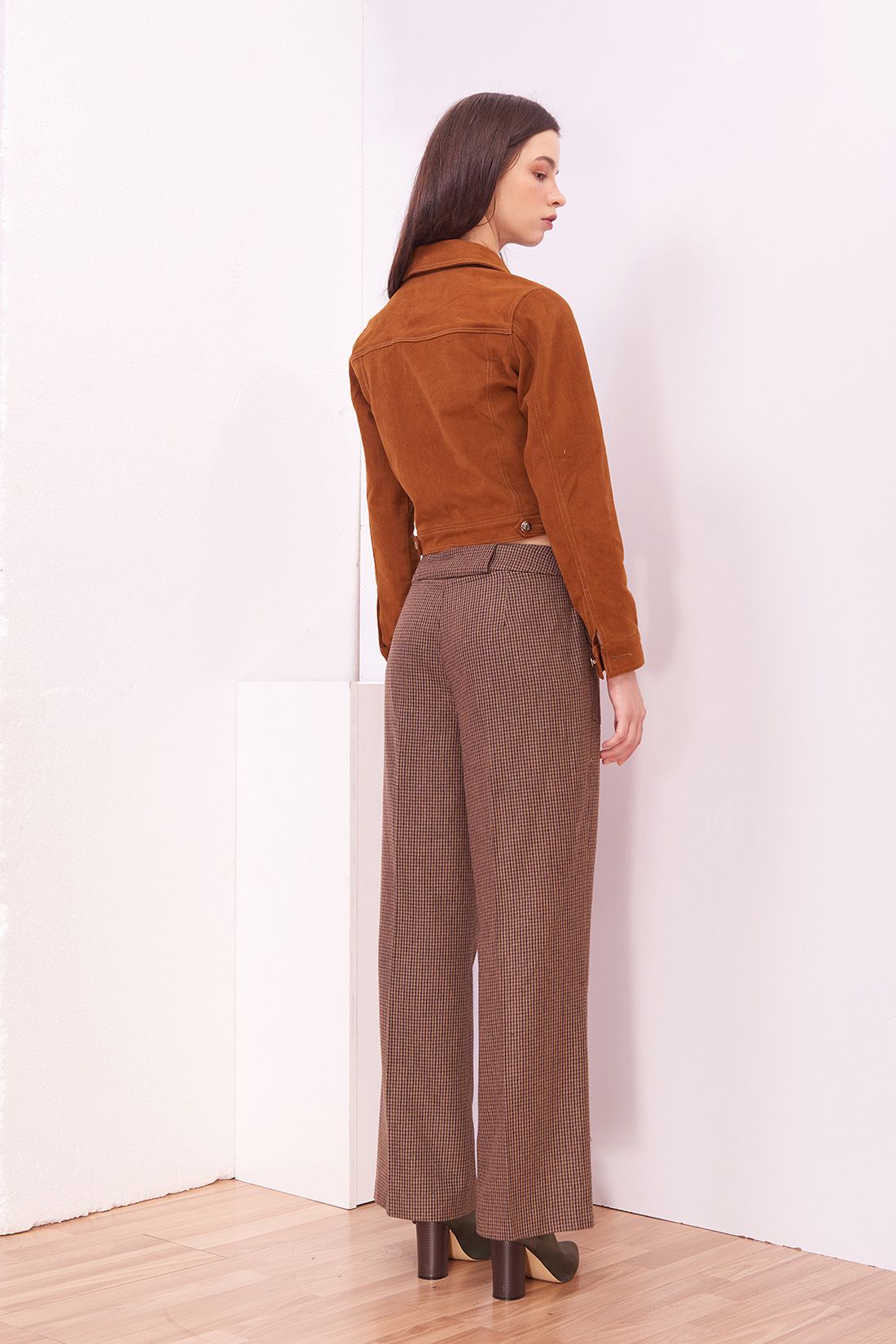 Rib Flap Brown Houndstooth Trousers