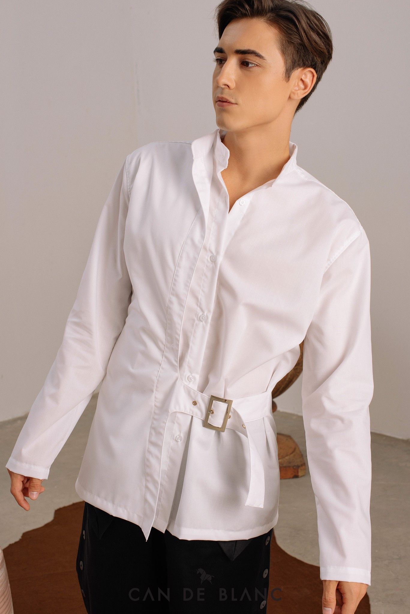Collar White Shirt mix Belt
