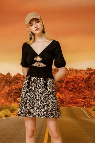 Leopard Print Button Skirt