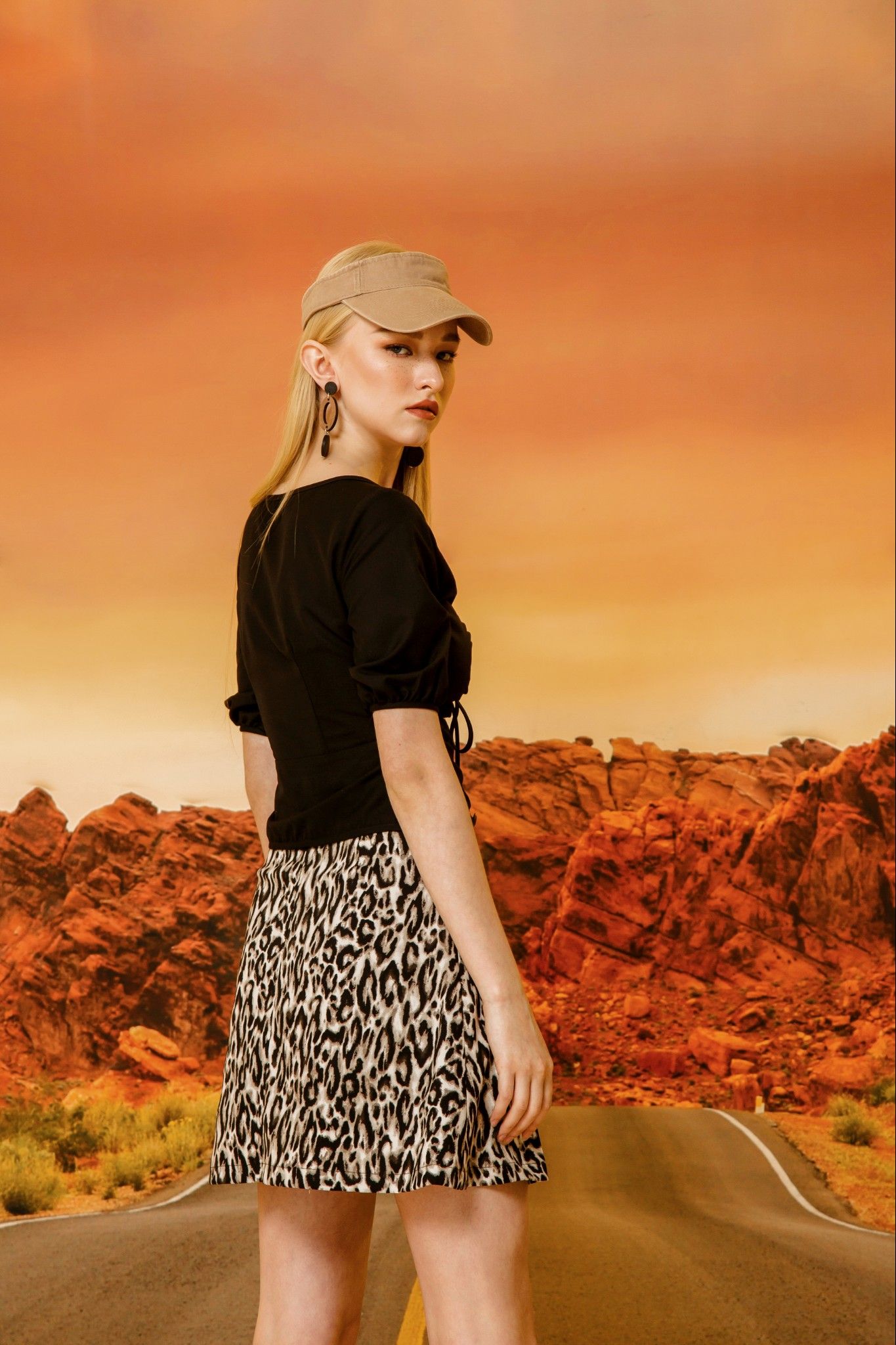 Leopard Print Button Skirt