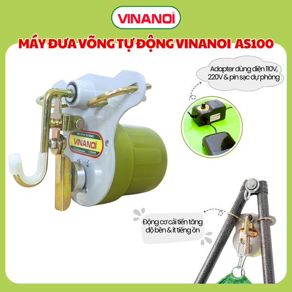 Máy đưa võng tự động cho bé VINANOI AS100 thế hệ mới đưa êm ít ồn, dùng điện 110V-220V