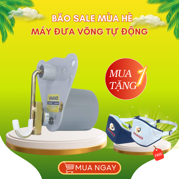 Máy Đưa Võng Tự Động VINANOI A100 - Sức Đưa 100KG (Dành cho cả Mẹ và Bé)