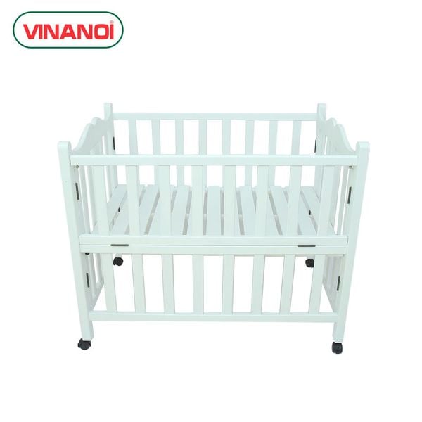 Giường cũi cho bé gỗ thông cao cấp màu trắng VINANOI - VNC107T