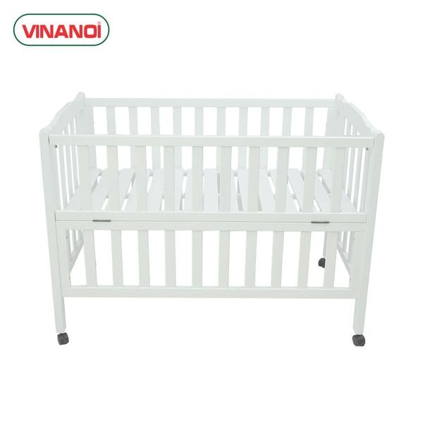 Giường cũi cho bé gỗ thông cao cấp màu trắng VINANOI - VNC122T