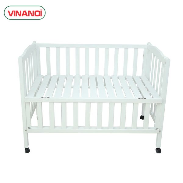 Giường cũi cho bé gỗ thông cao cấp màu trắng VINANOI - VNC122T