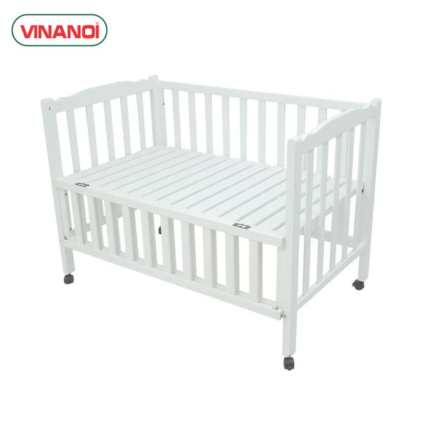 Giường cũi cho bé gỗ thông cao cấp màu trắng VINANOI - VNC122T