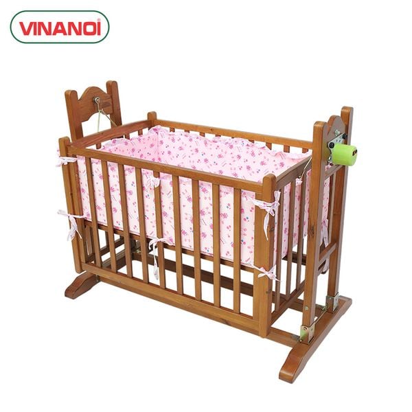 Nôi Em Bé Tự Động Vinanoi-VNN301M Gỗ Thông Cao Cấp Vừa Làm Nôi Vừa Làm Võng Màu Cánh Dán