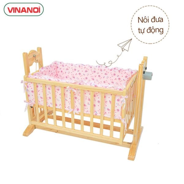 Nôi điện tự động VINANOI VNN201 Gỗ thông màu tự nhiên
