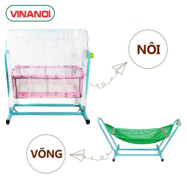 Nôi Võng Tự Động Cho Bé 2 Trong 1 VINANOI - NV35H Lòng Nôi Hồng