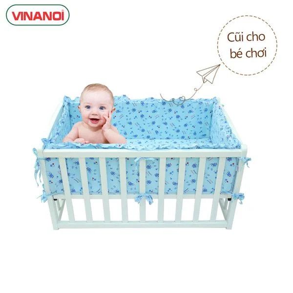Nôi Điện Tự Động VINANOI VNN201T Gỗ Thông Cao Cấp Màu Trắng