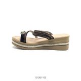  Sandal nữ đế xuồng đính đá thời trang 1212821102 Đen 