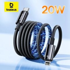 Cáp Sạc Nhanh Dây Nam Châm Chống Rối Baseus Tungsten Gold Magnetic C to Lightning 20W (480Mbps)
