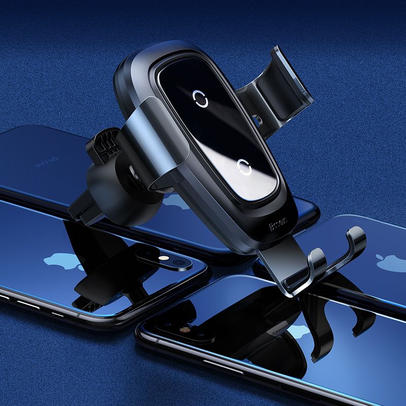 Bộ đế giữ điện thoại tích hợp sạc nhanh không dây dùng cho xe hơi Baseus Metal Wireless Charger Gravity Car Mount（10W, Air Outlet Version）