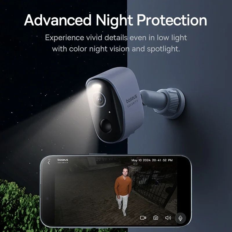 Camera Quan Sát Baseus Security N1 Outdoor Camera 2K 2-Cam Kit (IP67, Up to 210 Day, 7800mAh)