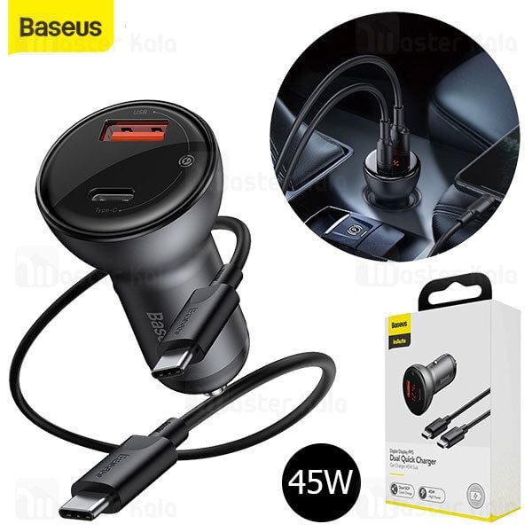 Tẩu sạc nhanh Baseus Digital Display – 45W, 2 cổng USB, LED hiển thị, hỗ trợ SCP/QC4.0, sạc nhanh cho xe hơi tiện dụng