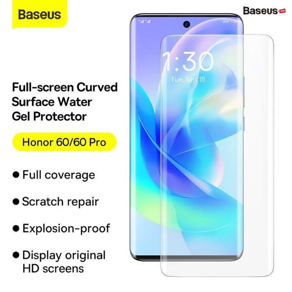 Baseus 0.15mm Full-screen Curved Surface Water Gel Protector For Honor 60 (2pcs/pack+Pasting Artifactl)